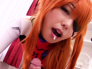 Japanese cosplay redhead cocksucks before sex